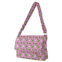 Green Elephant Pattern Pink Full Print Messenger Bag (m) by snowwhitegirl