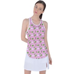 Green Elephant Pattern Pink Racer Back Mesh Tank Top by snowwhitegirl