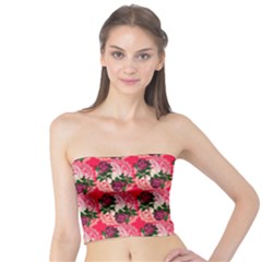 Doily Rose Pattern Watermelon Pink Tube Top by snowwhitegirl