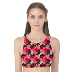 Doily Rose Pattern Watermelon Pink Tank Bikini Top by snowwhitegirl