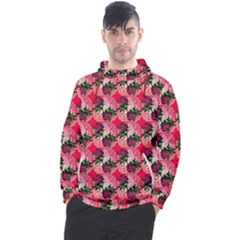 Doily Rose Pattern Watermelon Pink Men s Pullover Hoodie