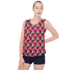 Doily Rose Pattern Watermelon Pink Bubble Hem Chiffon Tank Top by snowwhitegirl