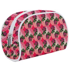 Doily Rose Pattern Watermelon Pink Makeup Case (large) by snowwhitegirl