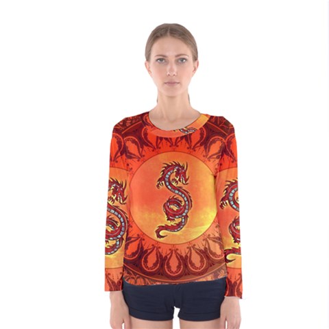 Wonderful Chinese Dragon Women s Long Sleeve Tee by FantasyWorld7