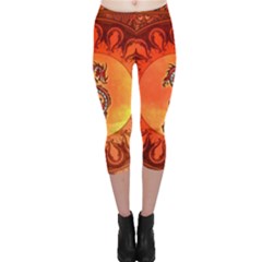 Wonderful Chinese Dragon Capri Leggings  by FantasyWorld7