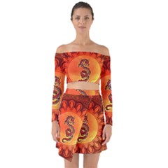 Wonderful Chinese Dragon Off Shoulder Top With Skirt Set by FantasyWorld7