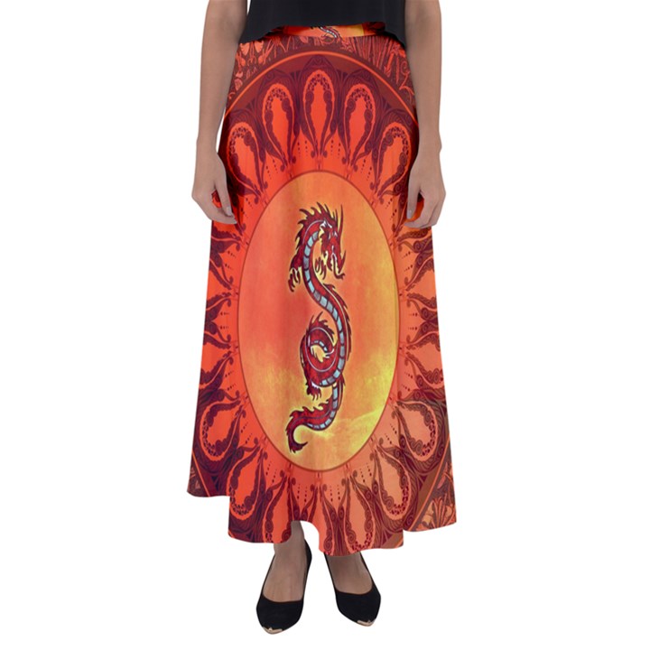 Wonderful Chinese Dragon Flared Maxi Skirt