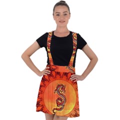 Wonderful Chinese Dragon Velvet Suspender Skater Skirt by FantasyWorld7