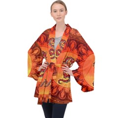 Wonderful Chinese Dragon Long Sleeve Velvet Kimono  by FantasyWorld7