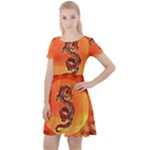 Wonderful Chinese Dragon Cap Sleeve Velour Dress 