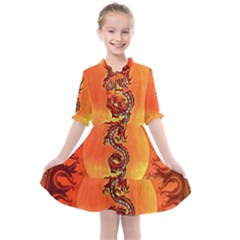 Wonderful Chinese Dragon Kids  All Frills Chiffon Dress by FantasyWorld7