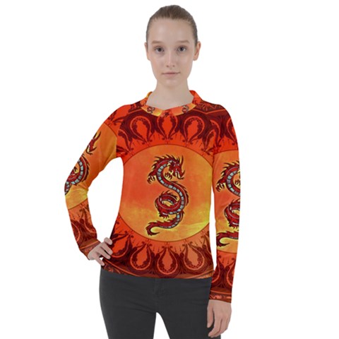 Wonderful Chinese Dragon Women s Pique Long Sleeve Tee by FantasyWorld7