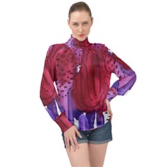 Pattern 17 High Neck Long Sleeve Chiffon Top by Sobalvarro