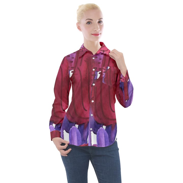 Pattern 17 Women s Long Sleeve Pocket Shirt