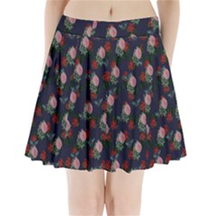 Dark Floral Butterfly Blue Pleated Mini Skirt by snowwhitegirl