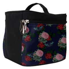 Dark Floral Butterfly Blue Make Up Travel Bag (small) by snowwhitegirl