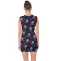 Dark Floral Butterfly Blue Lace Up Front Bodycon Dress View2