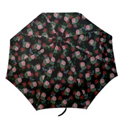 Dark Floral Butterfly Black Folding Umbrellas by snowwhitegirl