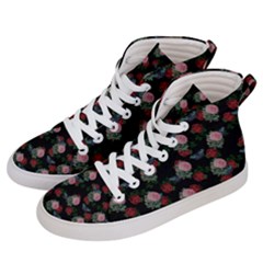 Dark Floral Butterfly Black Women s Hi-top Skate Sneakers by snowwhitegirl