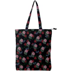 Dark Floral Butterfly Black Double Zip Up Tote Bag by snowwhitegirl