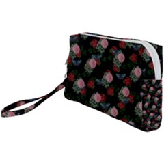 Dark Floral Butterfly Black Wristlet Pouch Bag (small) by snowwhitegirl