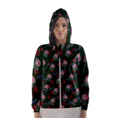 Dark Floral Butterfly Green Women s Hooded Windbreaker by snowwhitegirl