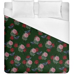 Dark Floral Butterfly Green Duvet Cover (king Size) by snowwhitegirl