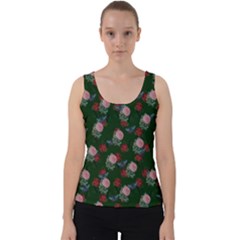 Dark Floral Butterfly Green Velvet Tank Top by snowwhitegirl