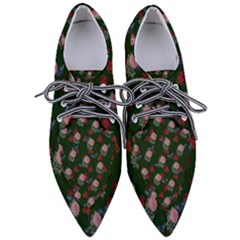 Dark Floral Butterfly Green Women s Pointed Oxford Shoes by snowwhitegirl