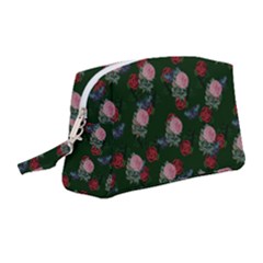 Dark Floral Butterfly Green Wristlet Pouch Bag (medium) by snowwhitegirl