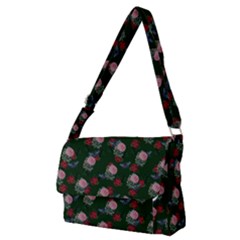 Dark Floral Butterfly Green Full Print Messenger Bag (m)