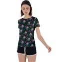 Dark Floral Butterfly Green Back Circle Cutout Sports Tee View1