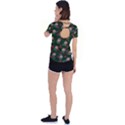 Dark Floral Butterfly Green Back Circle Cutout Sports Tee View2