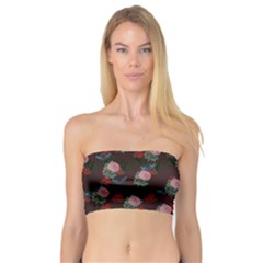 Dark Floral Butterfly Burgundy Bandeau Top by snowwhitegirl