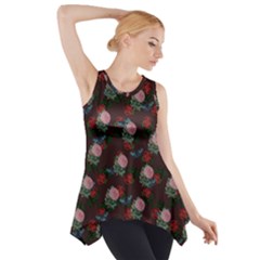 Dark Floral Butterfly Burgundy Side Drop Tank Tunic by snowwhitegirl