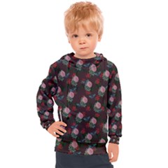 Dark Floral Butterfly Burgundy Kids  Hooded Pullover