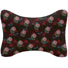 Dark Floral Butterfly Burgundy Seat Head Rest Cushion by snowwhitegirl