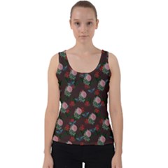 Dark Floral Butterfly Burgundy Velvet Tank Top by snowwhitegirl