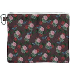 Dark Floral Butterfly Burgundy Canvas Cosmetic Bag (xxxl) by snowwhitegirl