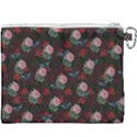 Dark Floral Butterfly Burgundy Canvas Cosmetic Bag (XXXL) View2