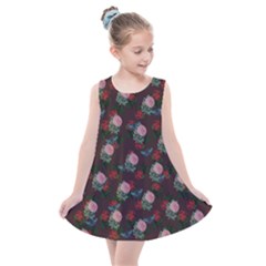 Dark Floral Butterfly Burgundy Kids  Summer Dress by snowwhitegirl