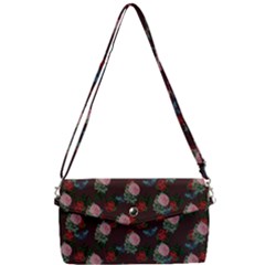 Dark Floral Butterfly Burgundy Removable Strap Clutch Bag by snowwhitegirl