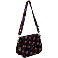 Dark Floral Butterfly Burgundy Saddle Handbag by snowwhitegirl