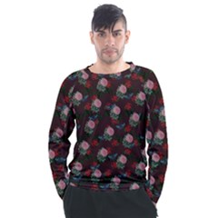 Dark Floral Butterfly Burgundy Men s Long Sleeve Raglan Tee