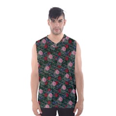 Dark Floral Butterfly Teal Bats Lip Green Men s Basketball Tank Top by snowwhitegirl