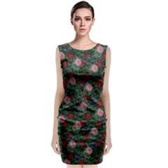 Dark Floral Butterfly Teal Bats Lip Green Classic Sleeveless Midi Dress by snowwhitegirl