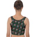 Dark Floral Butterfly Teal Bats Lip Green Velvet Crop Top View2