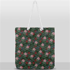 Dark Floral Butterfly Teal Bats Lip Green Full Print Rope Handle Tote (large) by snowwhitegirl