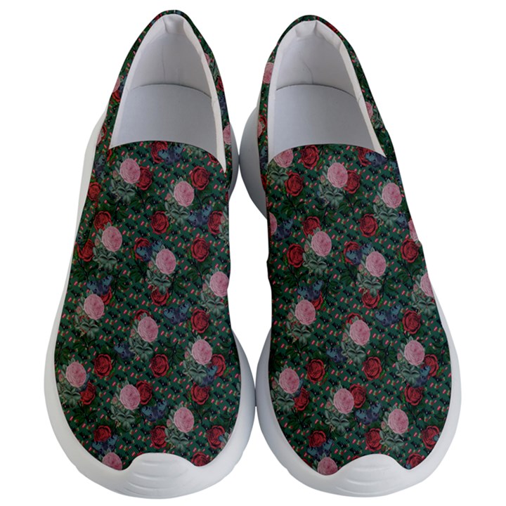 Dark Floral Butterfly Teal Bats Lip Green Women s Lightweight Slip Ons