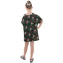 Dark Floral Butterfly Teal Bats Lip Green Kids  One Piece Chiffon Dress View2